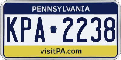 PA license plate KPA2238