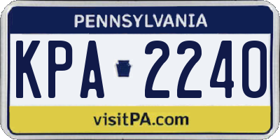 PA license plate KPA2240