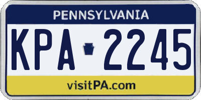 PA license plate KPA2245