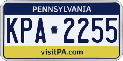 PA license plate KPA2255