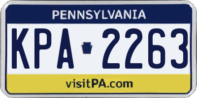 PA license plate KPA2263