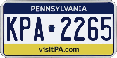 PA license plate KPA2265