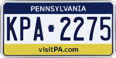 PA license plate KPA2275