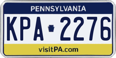 PA license plate KPA2276