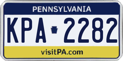 PA license plate KPA2282