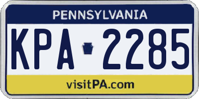 PA license plate KPA2285