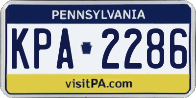 PA license plate KPA2286