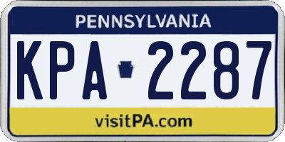 PA license plate KPA2287