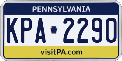 PA license plate KPA2290