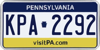 PA license plate KPA2292