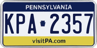 PA license plate KPA2357