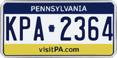PA license plate KPA2364