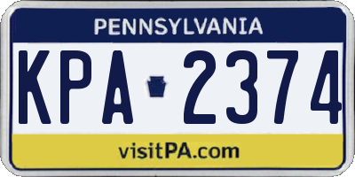 PA license plate KPA2374