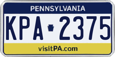 PA license plate KPA2375