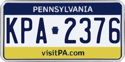 PA license plate KPA2376