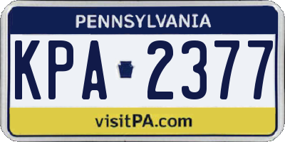 PA license plate KPA2377
