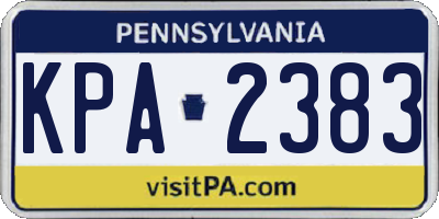 PA license plate KPA2383