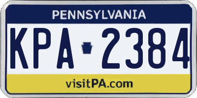PA license plate KPA2384