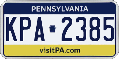 PA license plate KPA2385