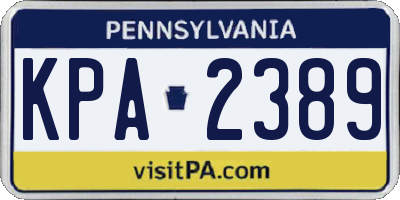 PA license plate KPA2389