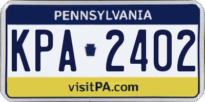 PA license plate KPA2402