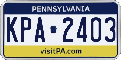 PA license plate KPA2403