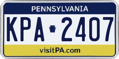 PA license plate KPA2407