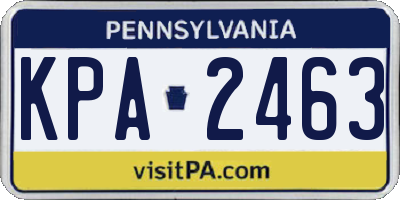 PA license plate KPA2463