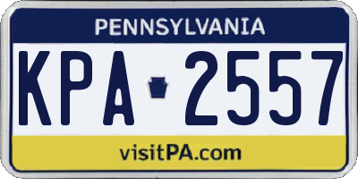 PA license plate KPA2557