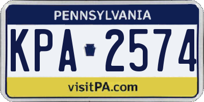 PA license plate KPA2574