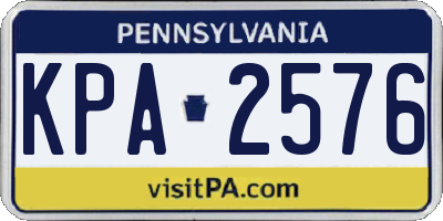 PA license plate KPA2576