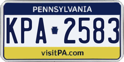 PA license plate KPA2583