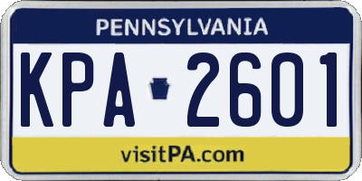 PA license plate KPA2601