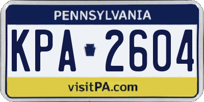 PA license plate KPA2604
