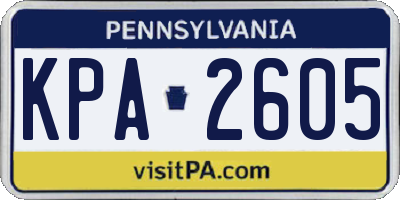 PA license plate KPA2605