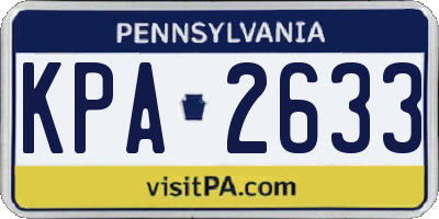 PA license plate KPA2633