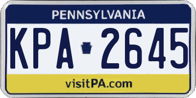 PA license plate KPA2645