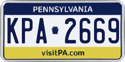 PA license plate KPA2669