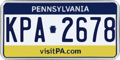 PA license plate KPA2678