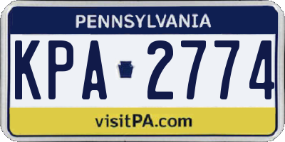 PA license plate KPA2774