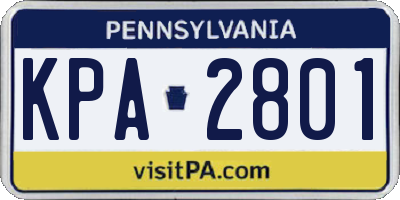 PA license plate KPA2801
