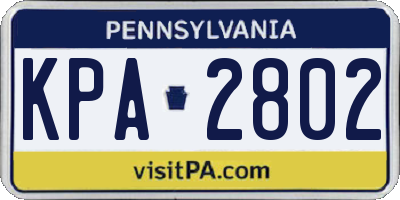PA license plate KPA2802