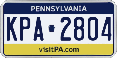 PA license plate KPA2804