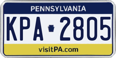 PA license plate KPA2805