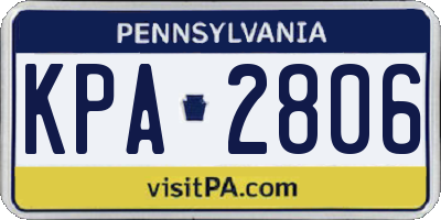 PA license plate KPA2806