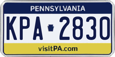 PA license plate KPA2830