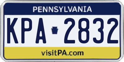 PA license plate KPA2832
