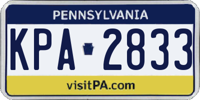 PA license plate KPA2833