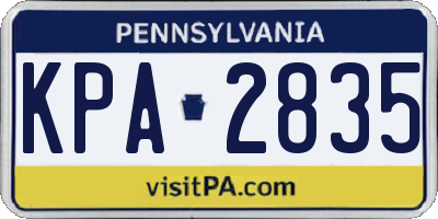 PA license plate KPA2835
