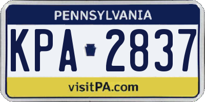PA license plate KPA2837